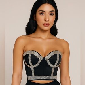 Women's Sequins Punk Goth Bra Clubwear Corset Top